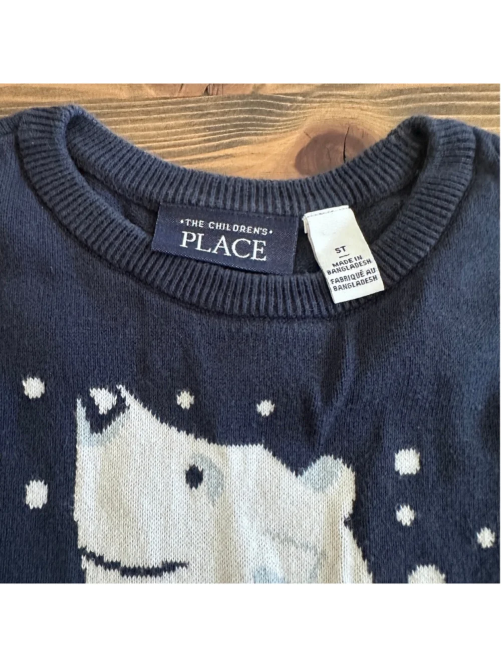 The Children’s Place Polar Bear Sweater 5T Navy Winter Holiday
